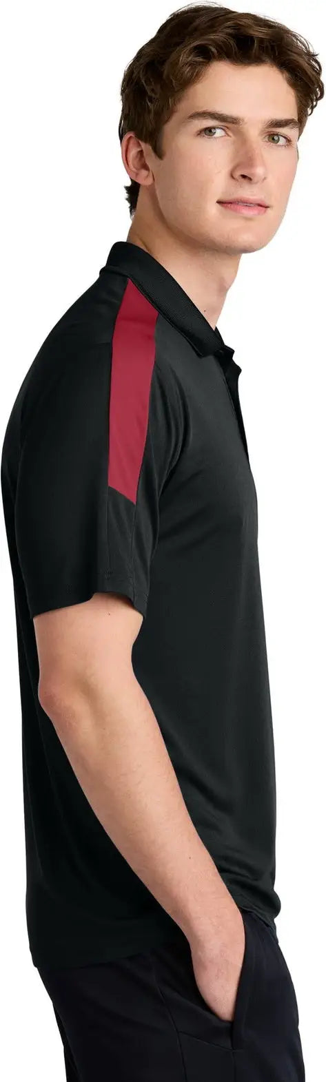 Sport-tek St104 Competitor United Polo - Black Deep Red