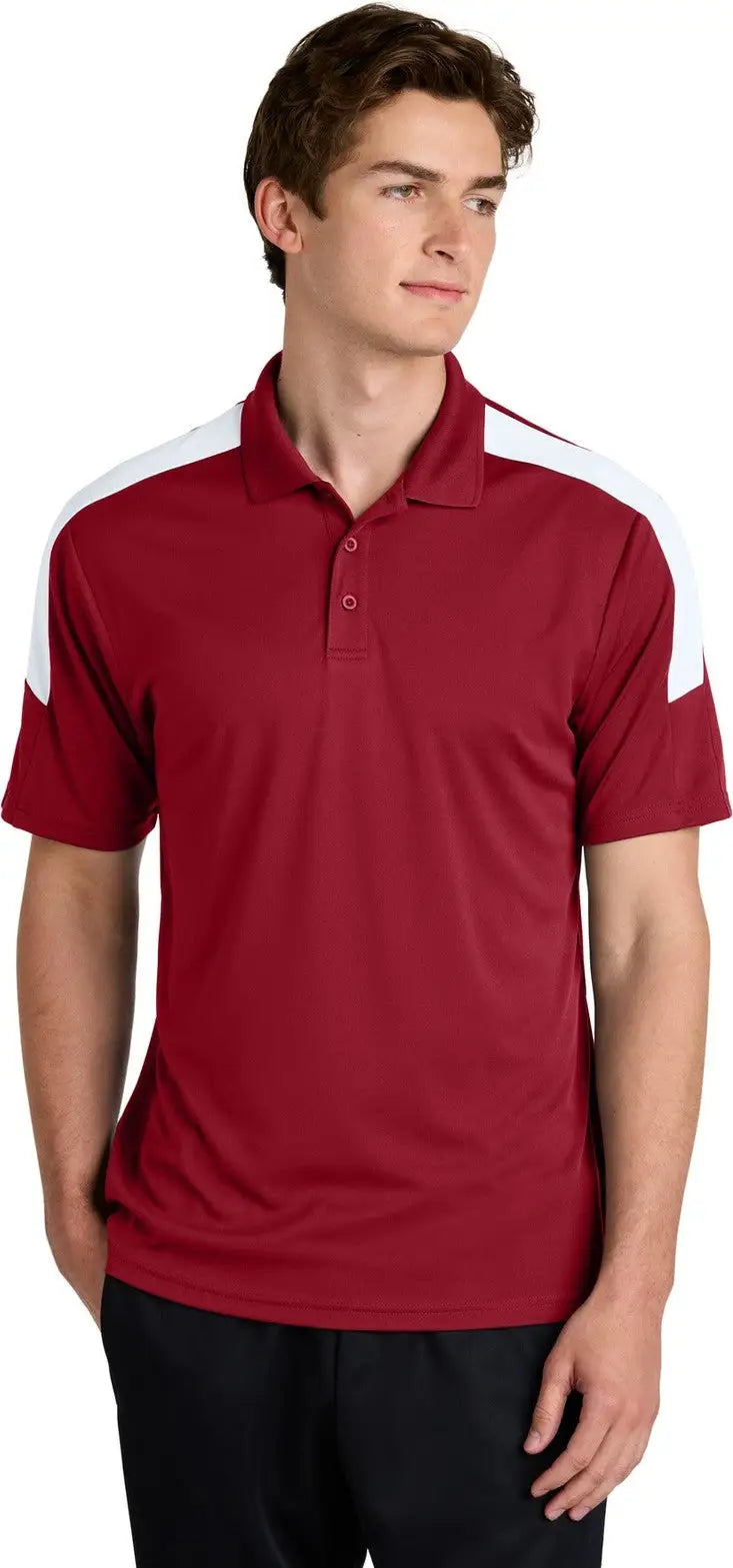 Sport-tek St104 Competitor United Polo - Deep Red White - Red/ / Adult Xs