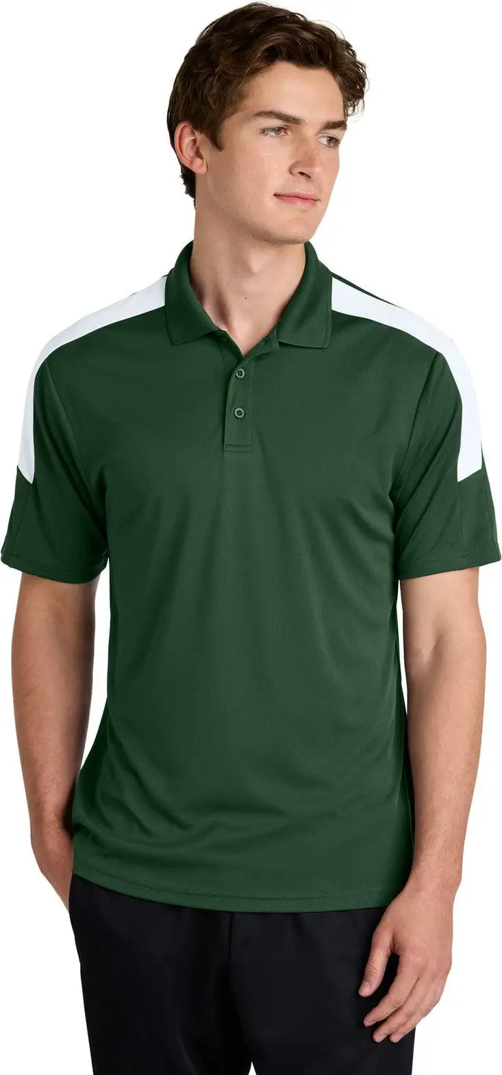 Sport-tek St104 Competitor United Polo - Forest Green White - Green/ / Adult Xs