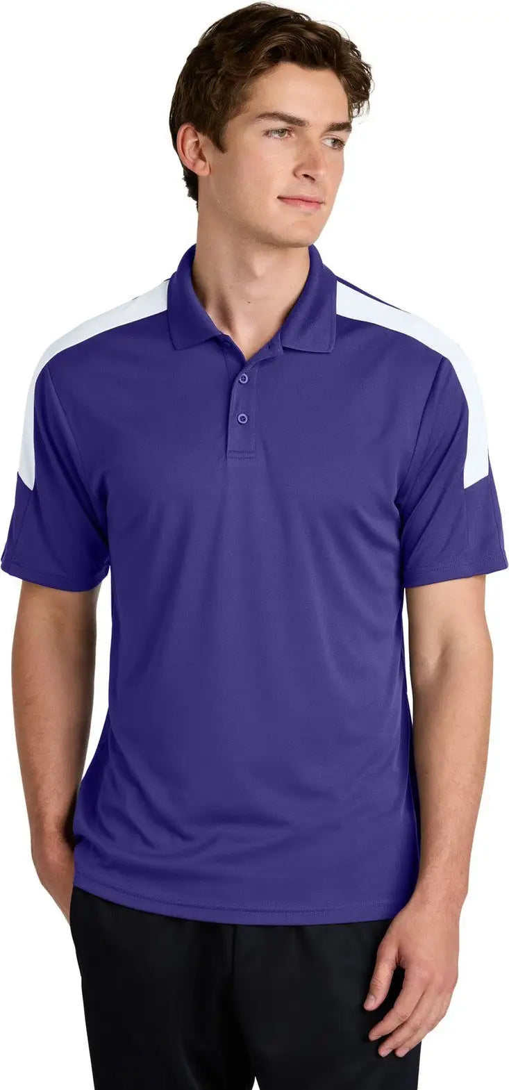 Sport-tek St104 Competitor United Polo - Purple White - Purple/ / Adult Xs