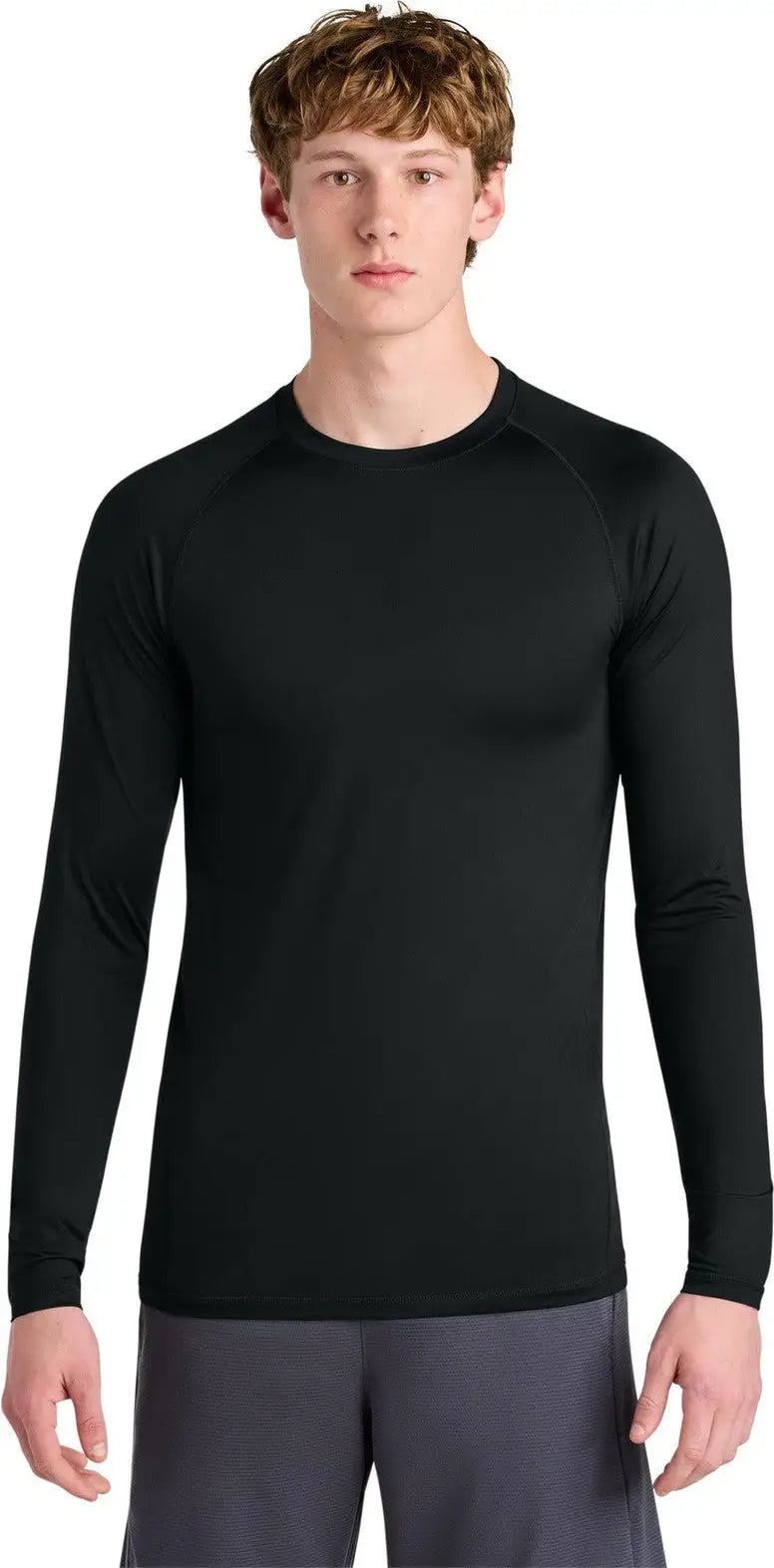 Sport-tek St120ls Posicharge Compression Long Sleeve Tee - Black - Adult Xs