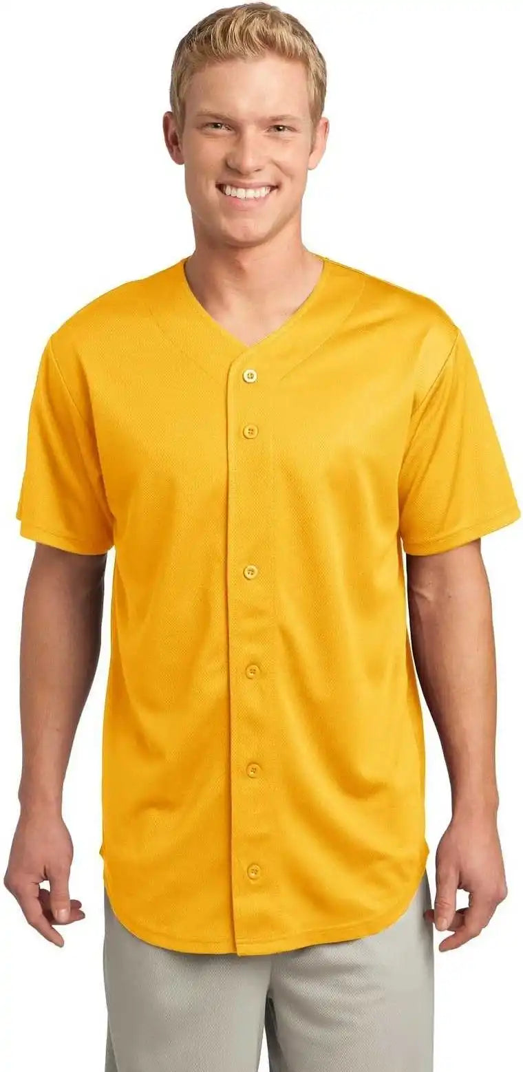 Sport-tek St220 Posicharge Tough Mesh Full-button Jersey - Gold