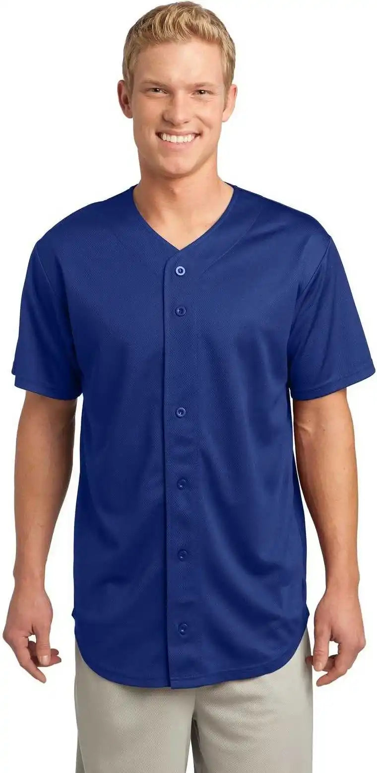 Sport-tek St220 Posicharge Tough Mesh Full-button Jersey - True Royal