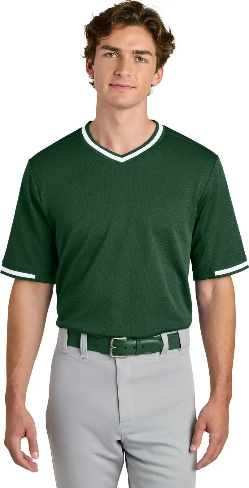 Sport-tek St221 Tough Mesh V-neck Baseball Jersey - Forest Green - Adult s