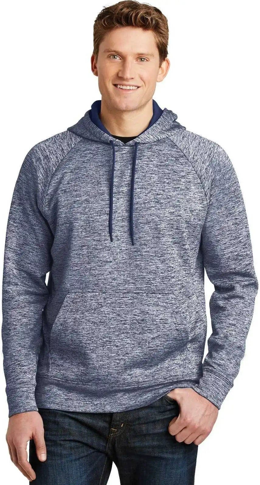 Sport Tek St225 Posicharge Electric Heather Fleece Hooded Pullover True Navy