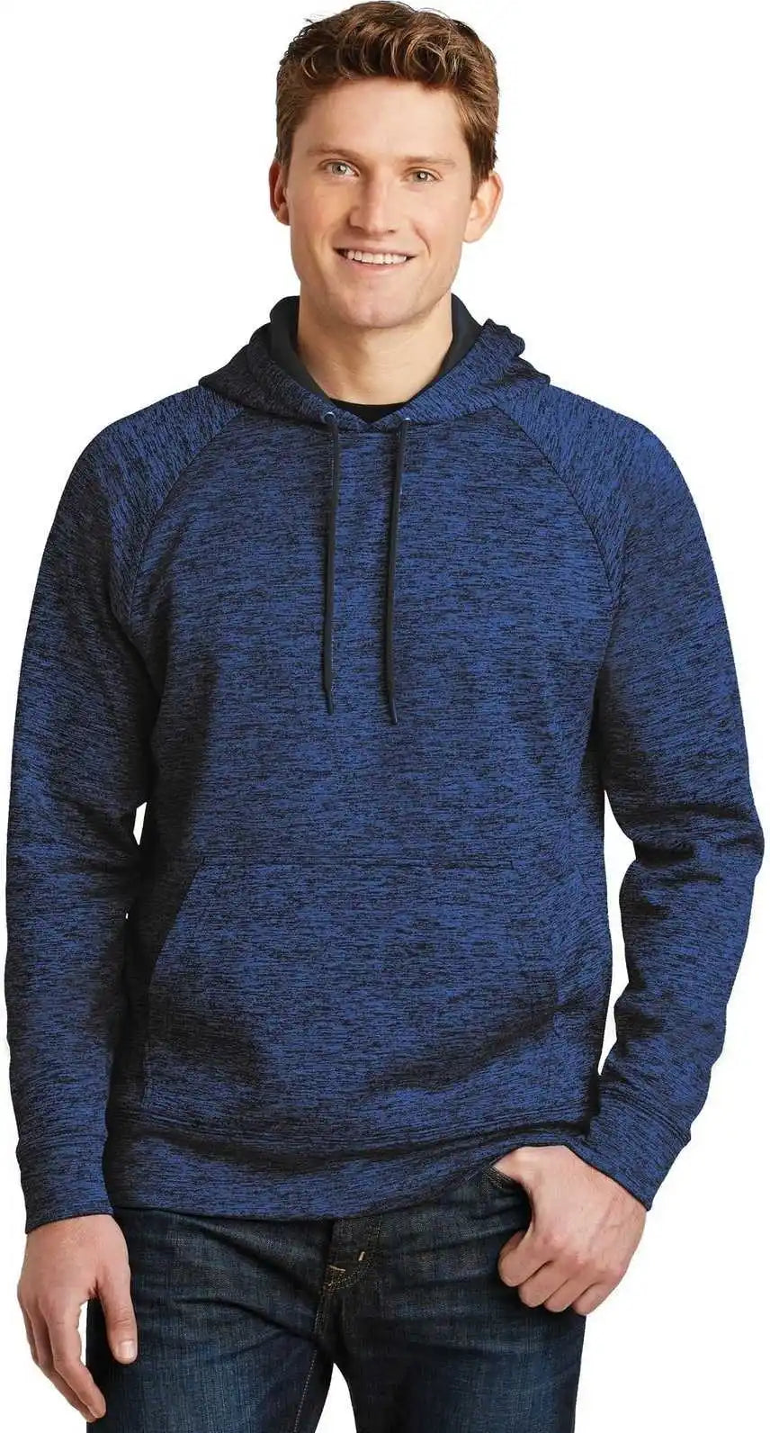 Sport-tek St225 Posicharge Electric Heather Fleece Hooded Pullover - Dark Royal-black