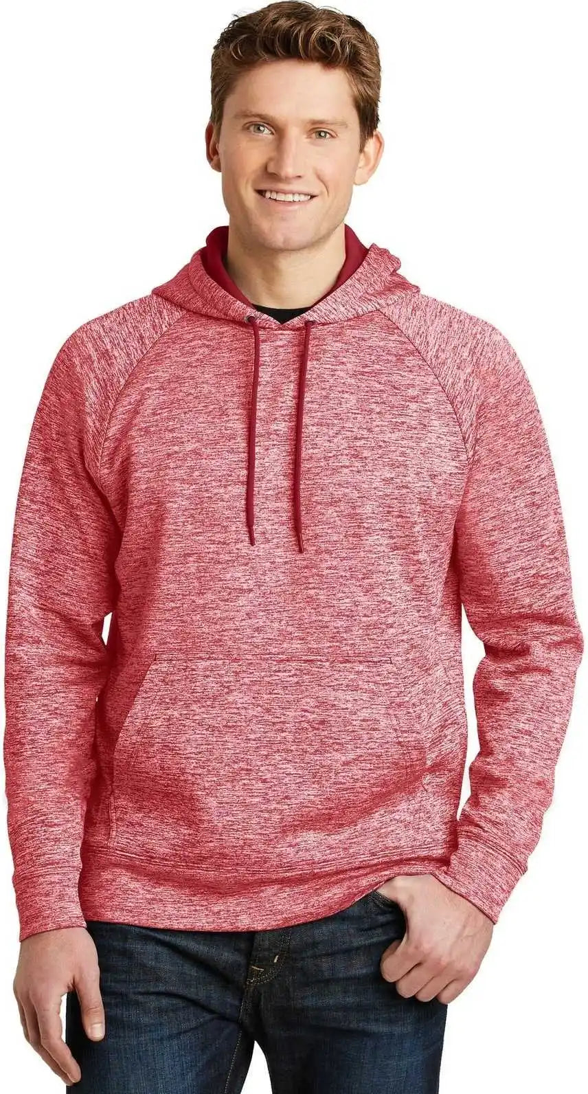 Sport-tek St225 Posicharge Electric Heather Fleece Hooded Pullover - Deep Red