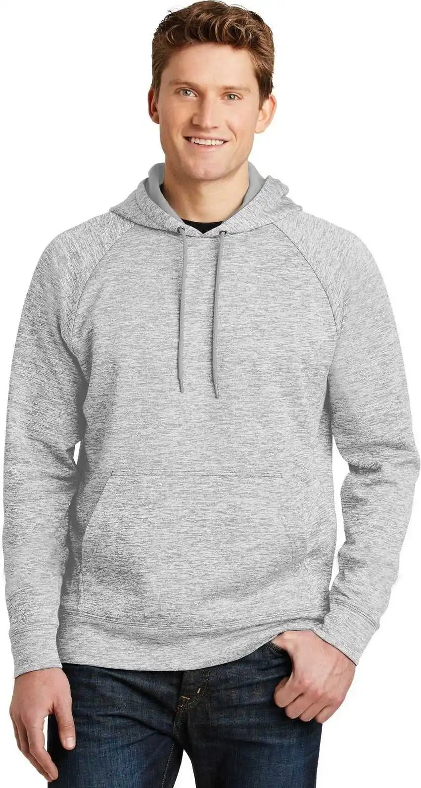 Sport Tek St225 Posicharge Electric Heather Fleece Hooded Pullover Silver