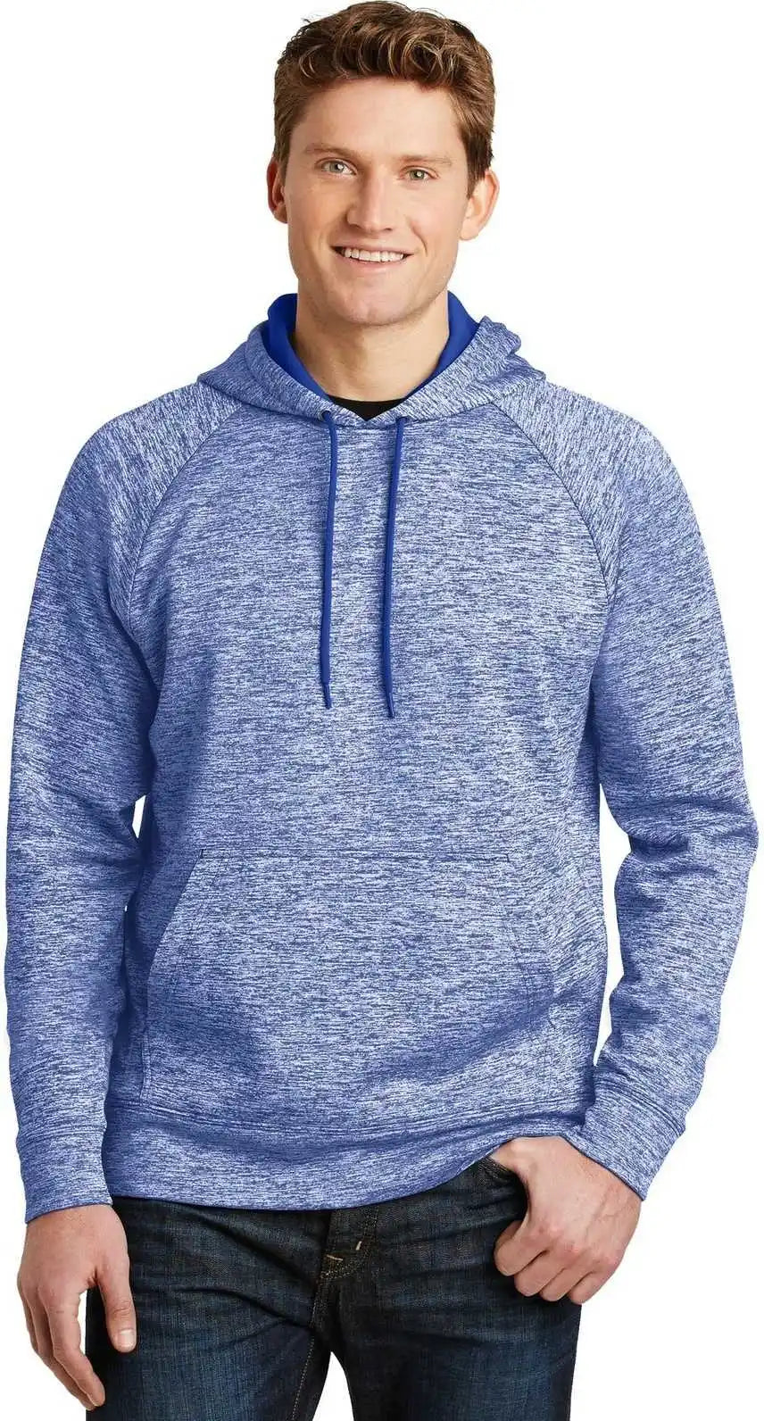 Sport Tek St225 Posicharge Electric Heather Fleece Hooded Pullover True Royal