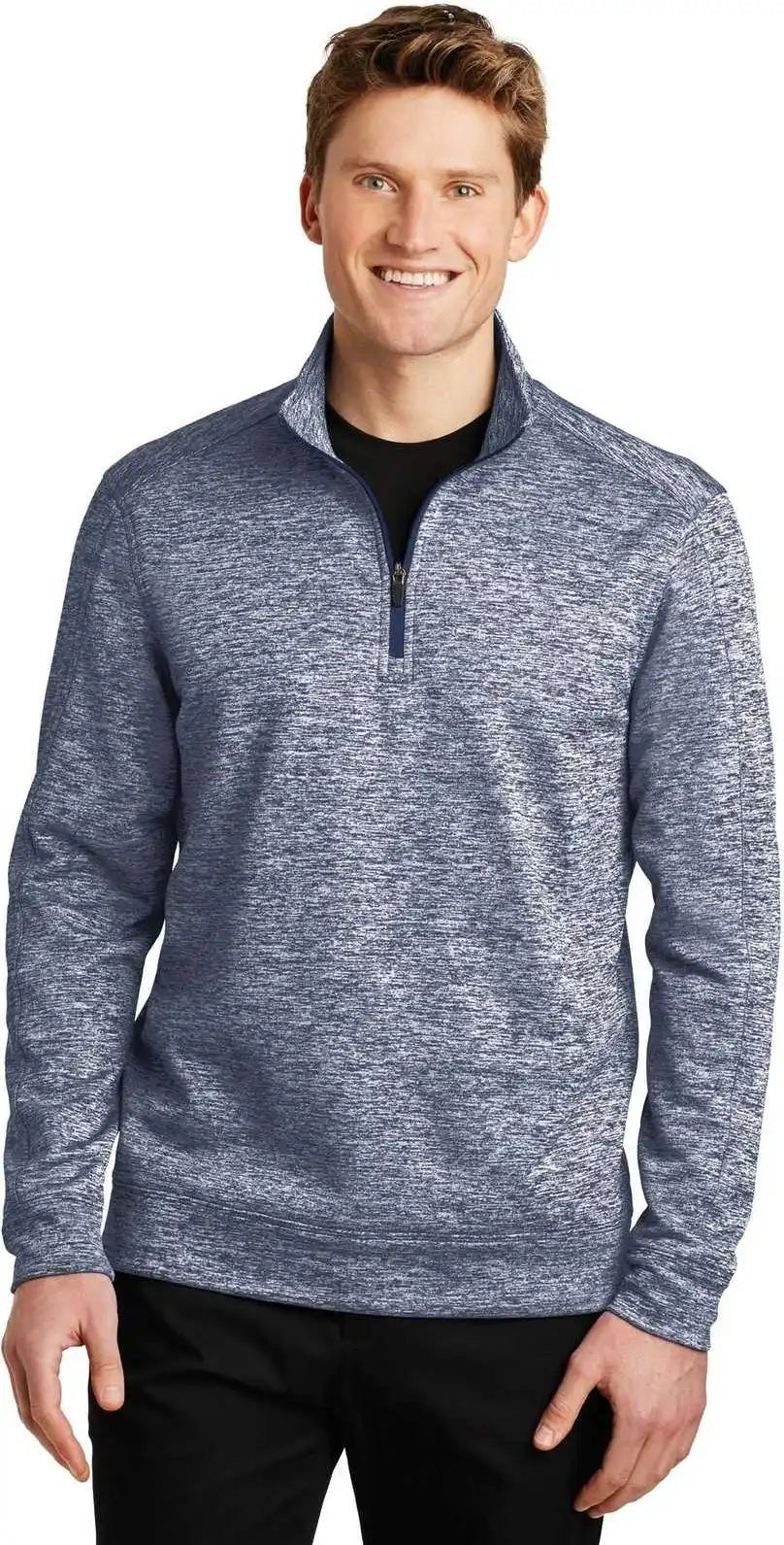 Sport-tek St226 Posicharge Electric Heather Fleece 1/4-zip Pullover - True Navy