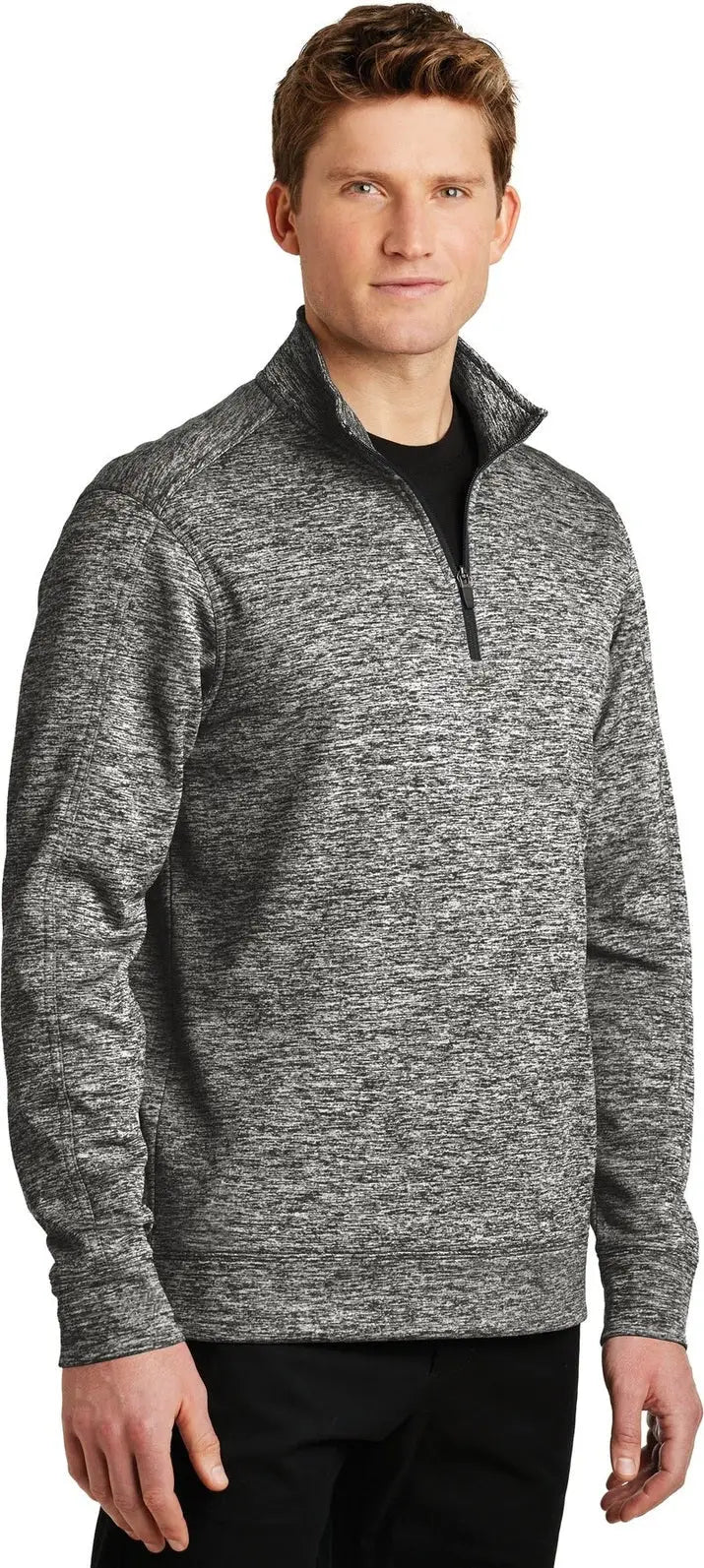 Sport-tek St226 Posicharge Electric Heather Fleece 1/4-zip Pullover - Black