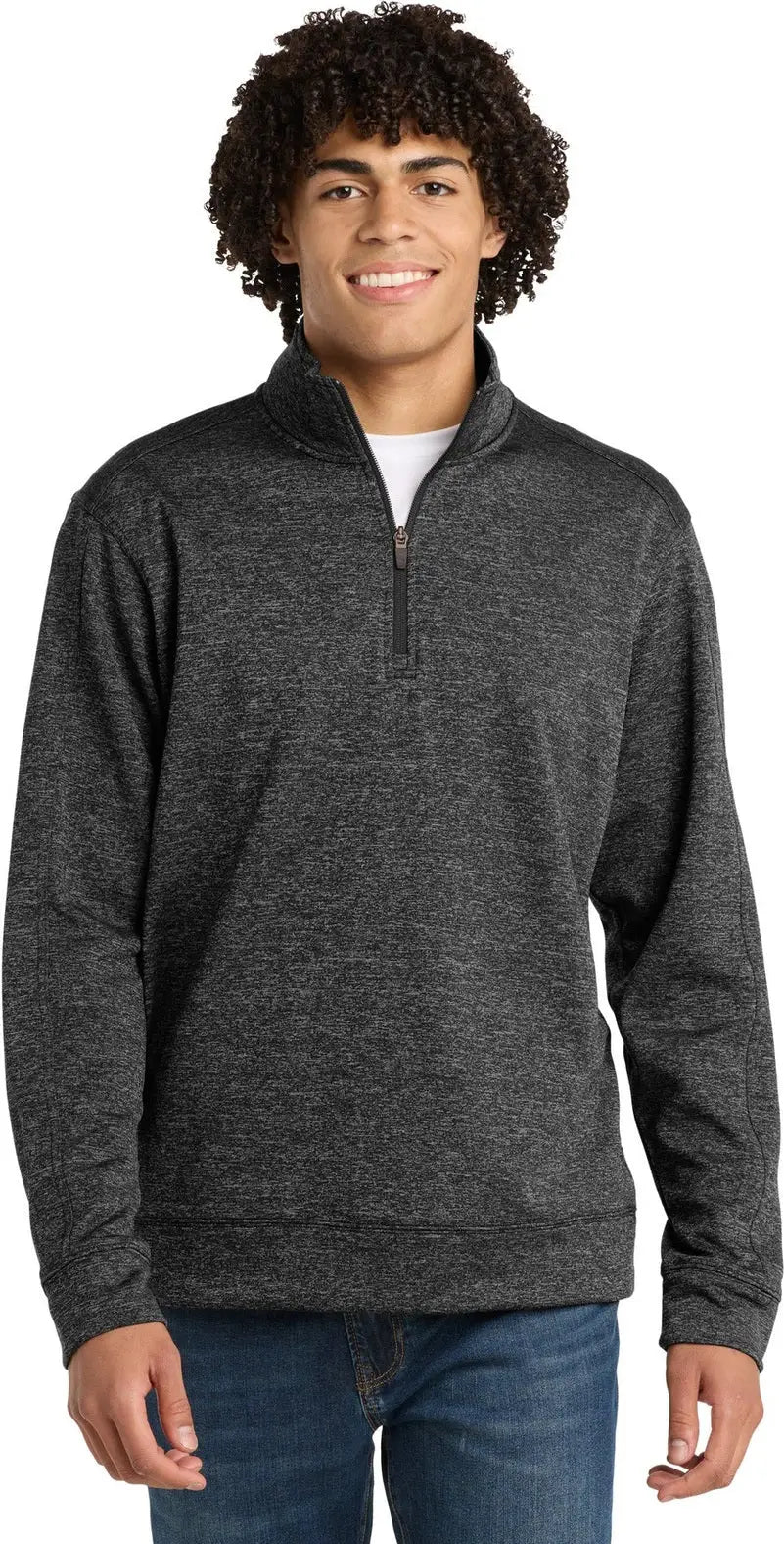 Sport-tek St226 Posicharge Electric Heather Fleece 1/4-zip Pullover - Gray-black