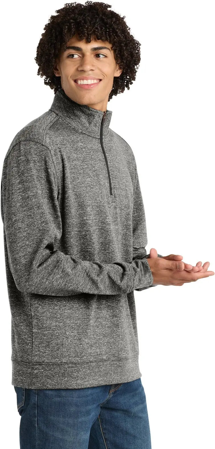 Sport-tek St226 Posicharge Electric Heather Fleece 1/4-zip Pullover - Black