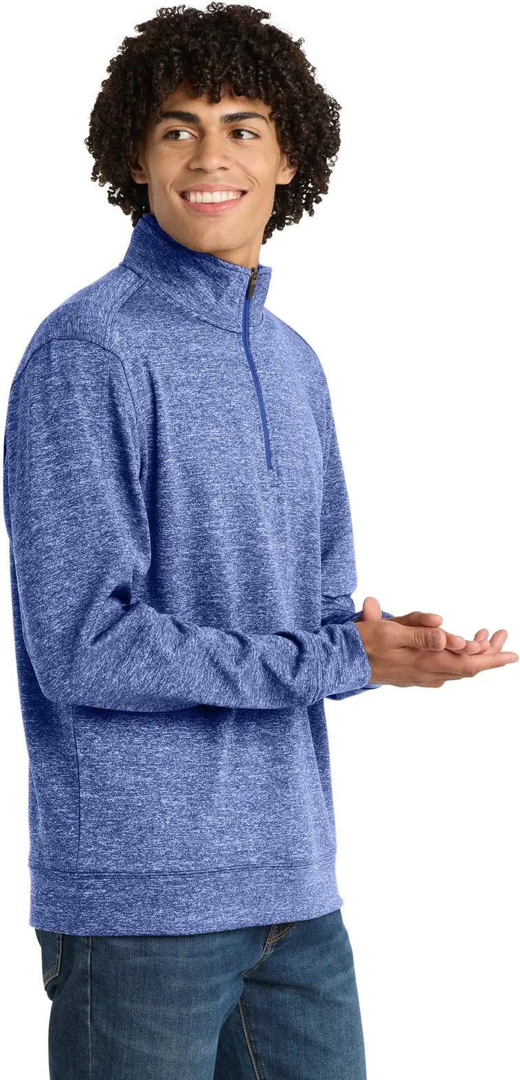 Sport-tek St226 Posicharge Electric Heather Fleece 1/4-zip Pullover - True Royal