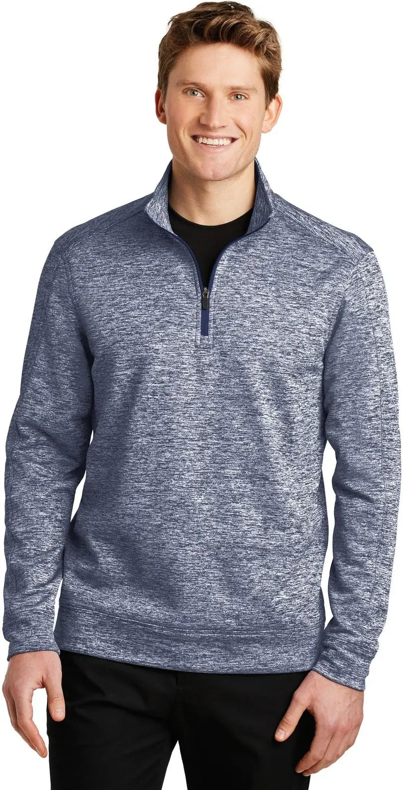 Sport-tek St226 Posicharge Electric Heather Fleece 1/4-zip Pullover - True Navy - Adult Xs