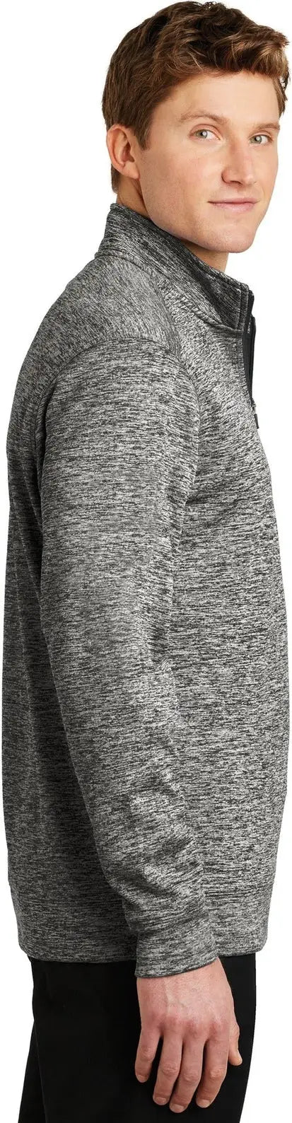 Sport-tek St226 Posicharge Electric Heather Fleece 1/4-zip Pullover - Black