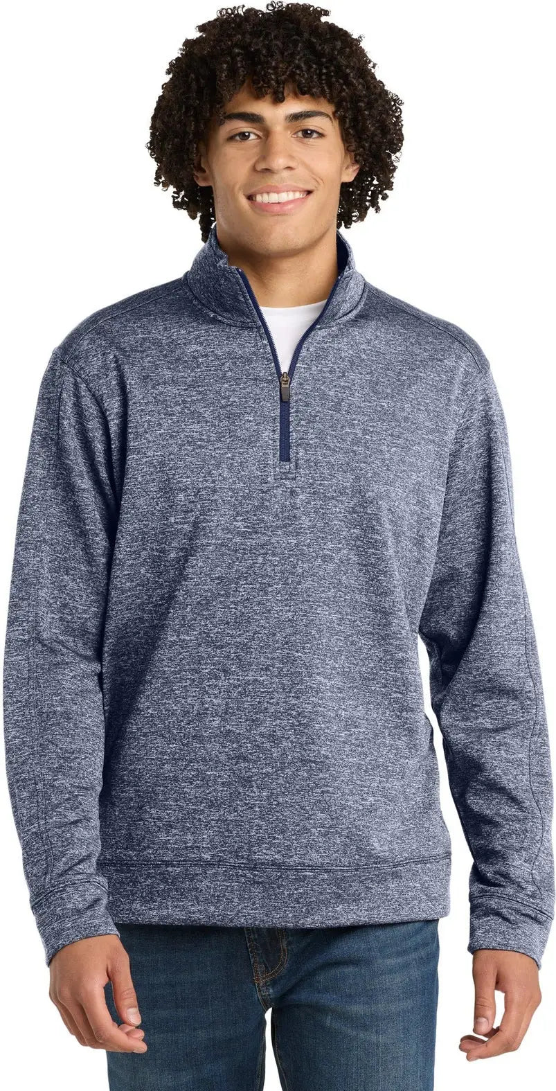 Sport-tek St226 Posicharge Electric Heather Fleece 1/4-zip Pullover - True Navy