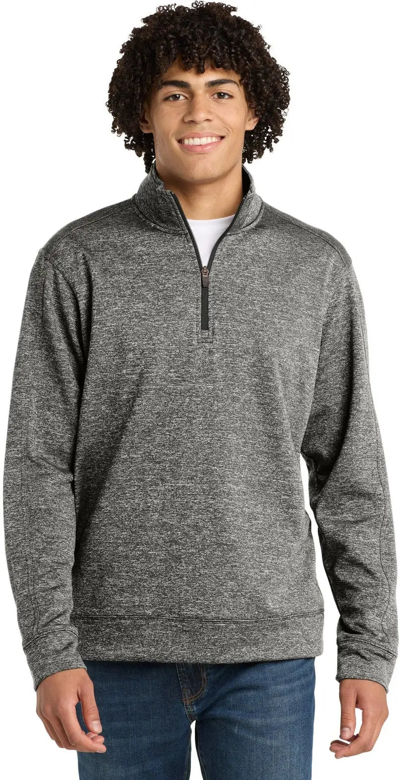 Sport-tek St226 Posicharge Electric Heather Fleece 1/4-zip Pullover - Black