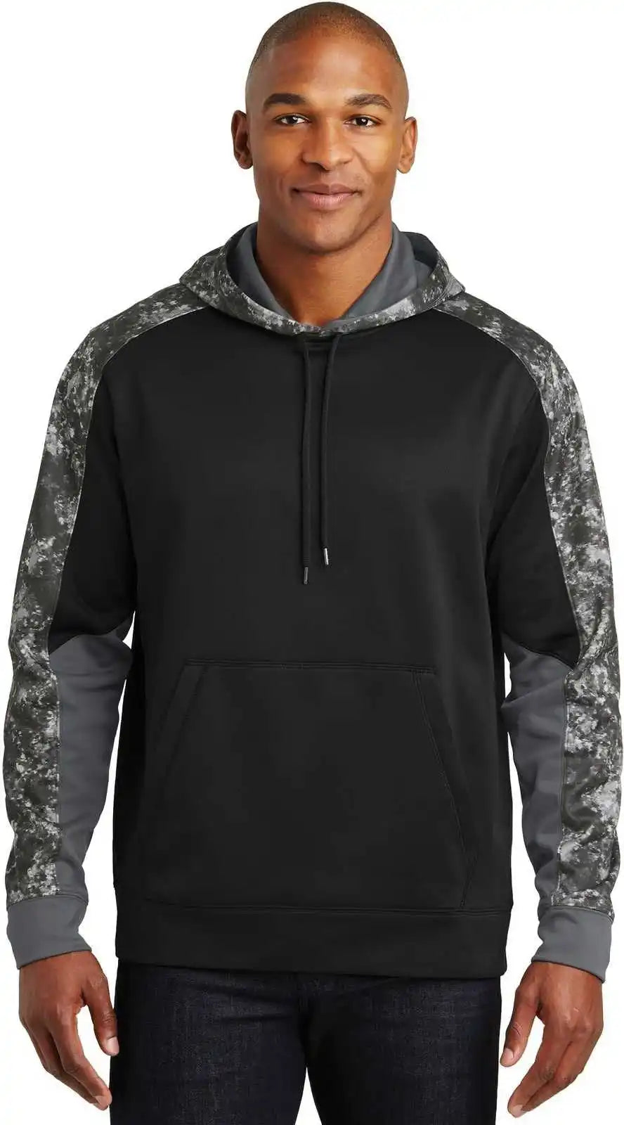 Sport Tek St231 Wick Mineral Freeze Fleece Colorblock Hooded Pullover Black