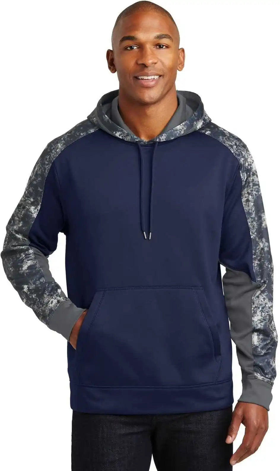 Sport Tek St231 Wick Mineral Freeze Fleece Colorblock Hooded Pullover True Navy