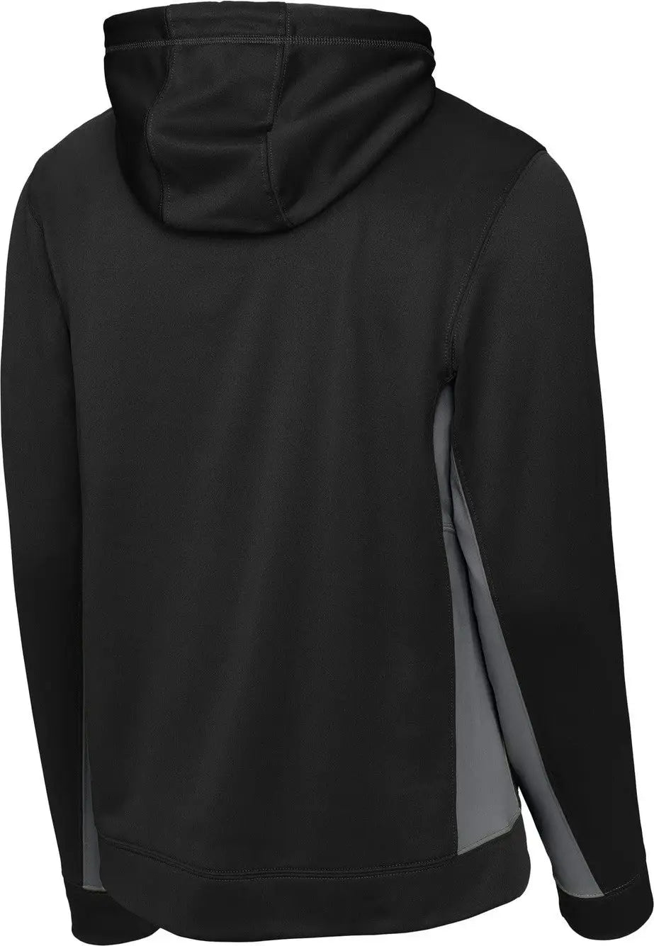 Sport-tek St235 Sport-wick Fleece Colorblock Hooded Pullover - Black Dark Smoke Gray - Black/ / Adult Xs