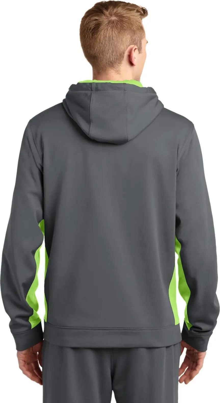 Sport-tek St235 Sport-wick Fleece Colorblock Hooded Pullover - Dark Smoke Gray Lime Shock
