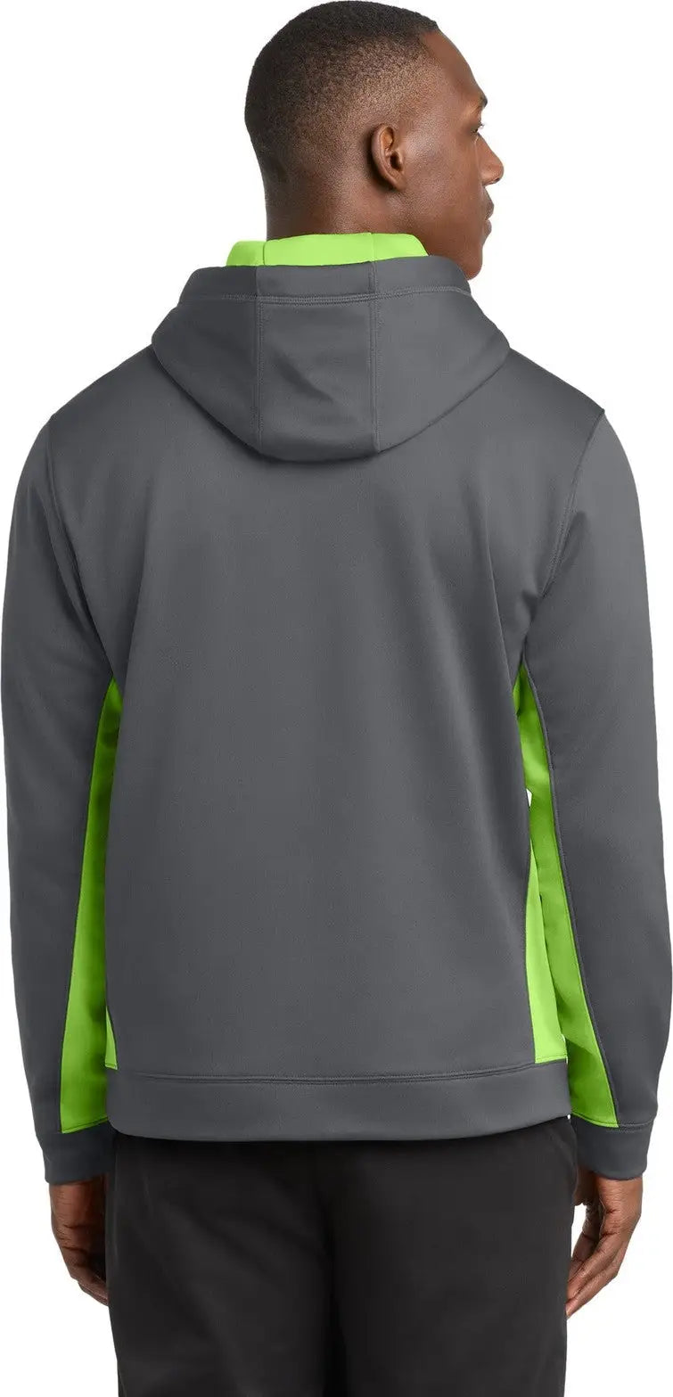 Sport-tek St235 Sport-wick Fleece Colorblock Hooded Pullover - Dark Smoke Gray Lime Shock