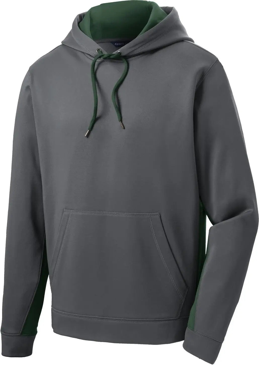 Sport-tek St235 Sport-wick Fleece Colorblock Hooded Pullover - Dark Smoke Gray Forest Green