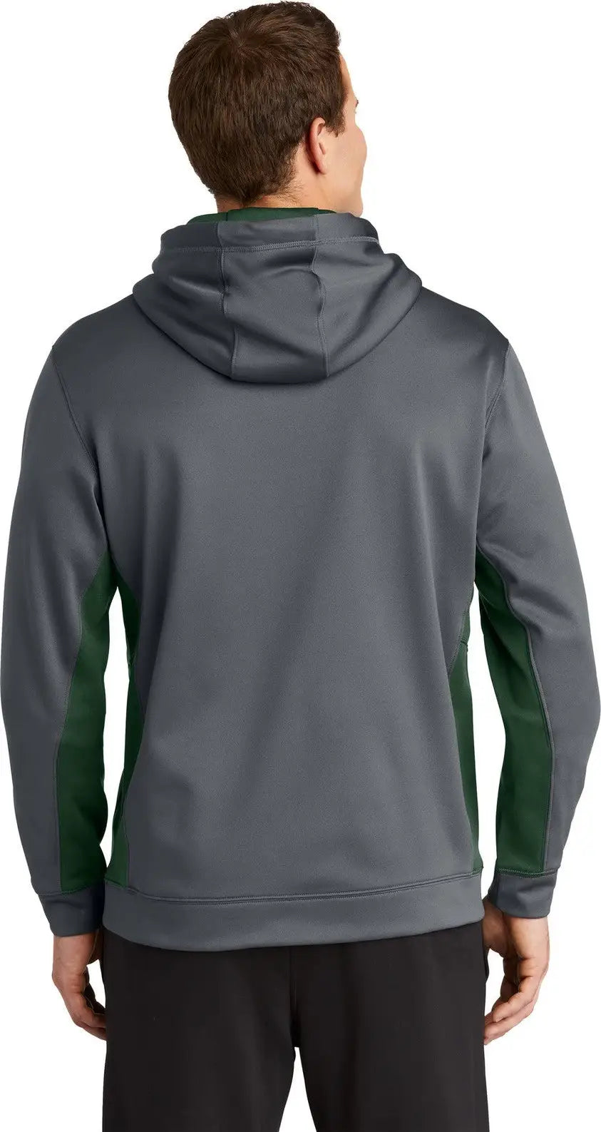 Sport-tek St235 Sport-wick Fleece Colorblock Hooded Pullover - Dark Smoke Gray Forest Green