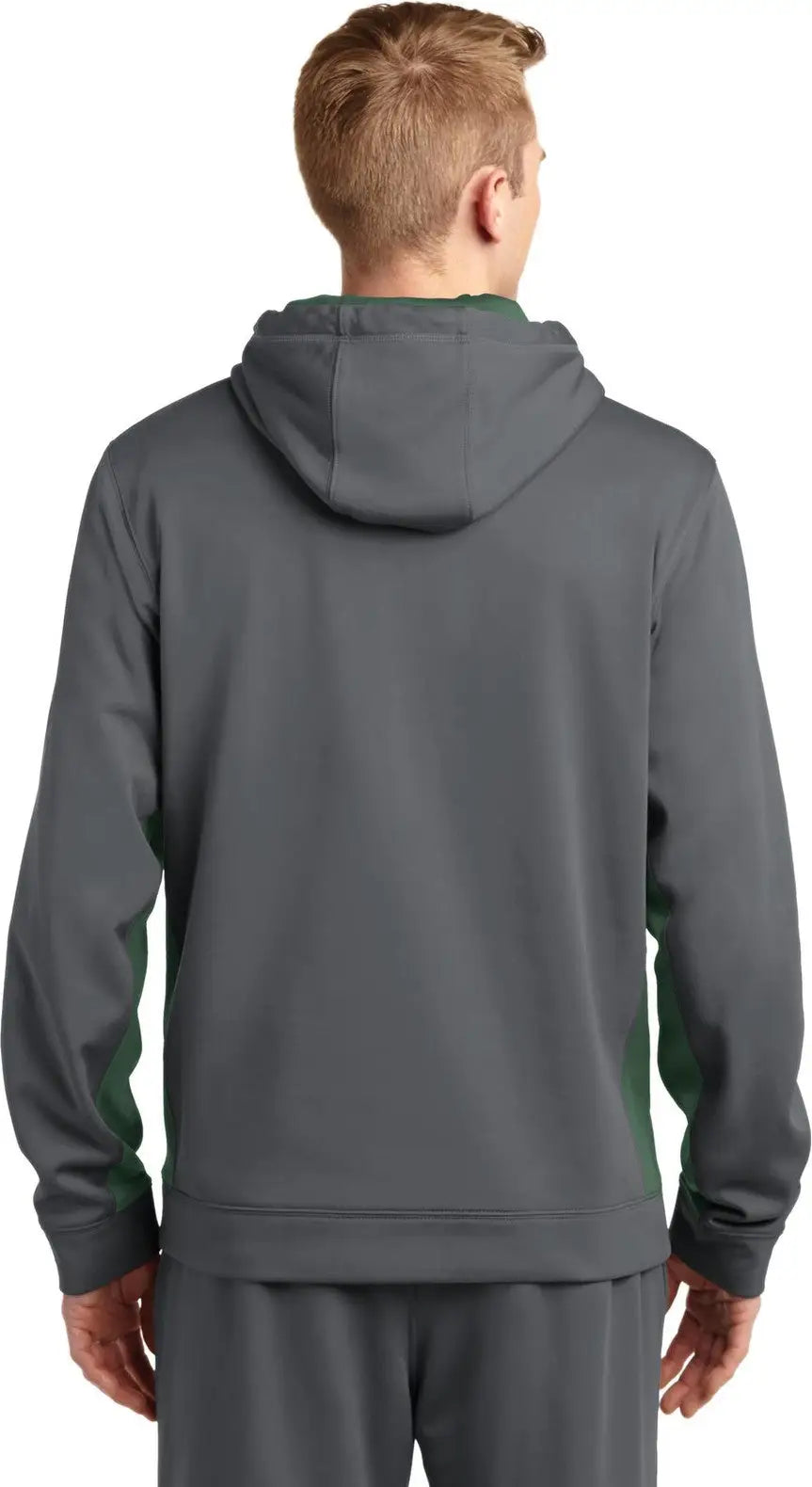 Sport-tek St235 Sport-wick Fleece Colorblock Hooded Pullover - Dark Smoke Gray Forest Green
