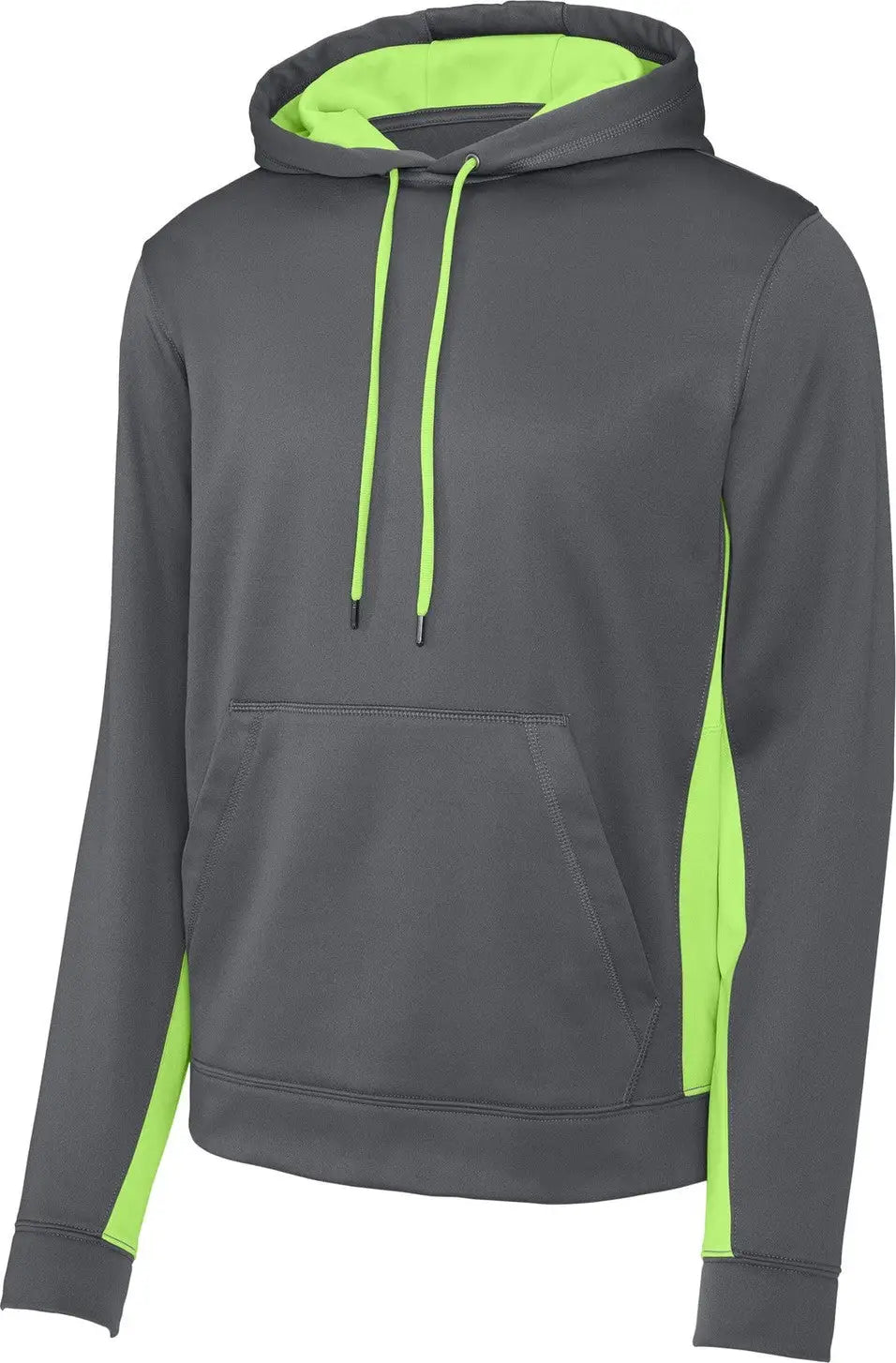 Sport-tek St235 Sport-wick Fleece Colorblock Hooded Pullover - Dark Smoke Gray Lime Shock
