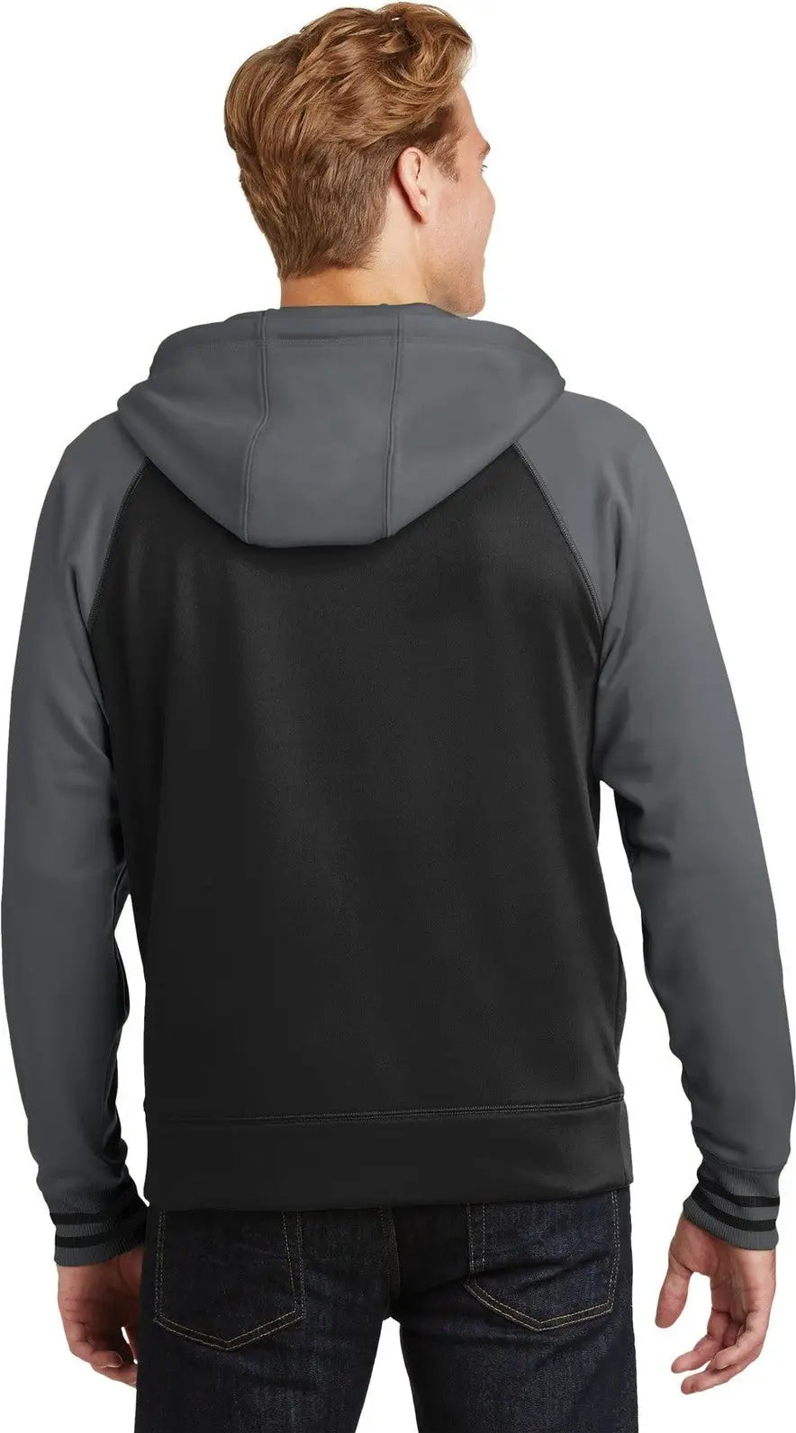 Sport-tek St236 Sport-wick Varsity Fleece Full-zip Hooded Jacket - Black Dark Smoke Gray