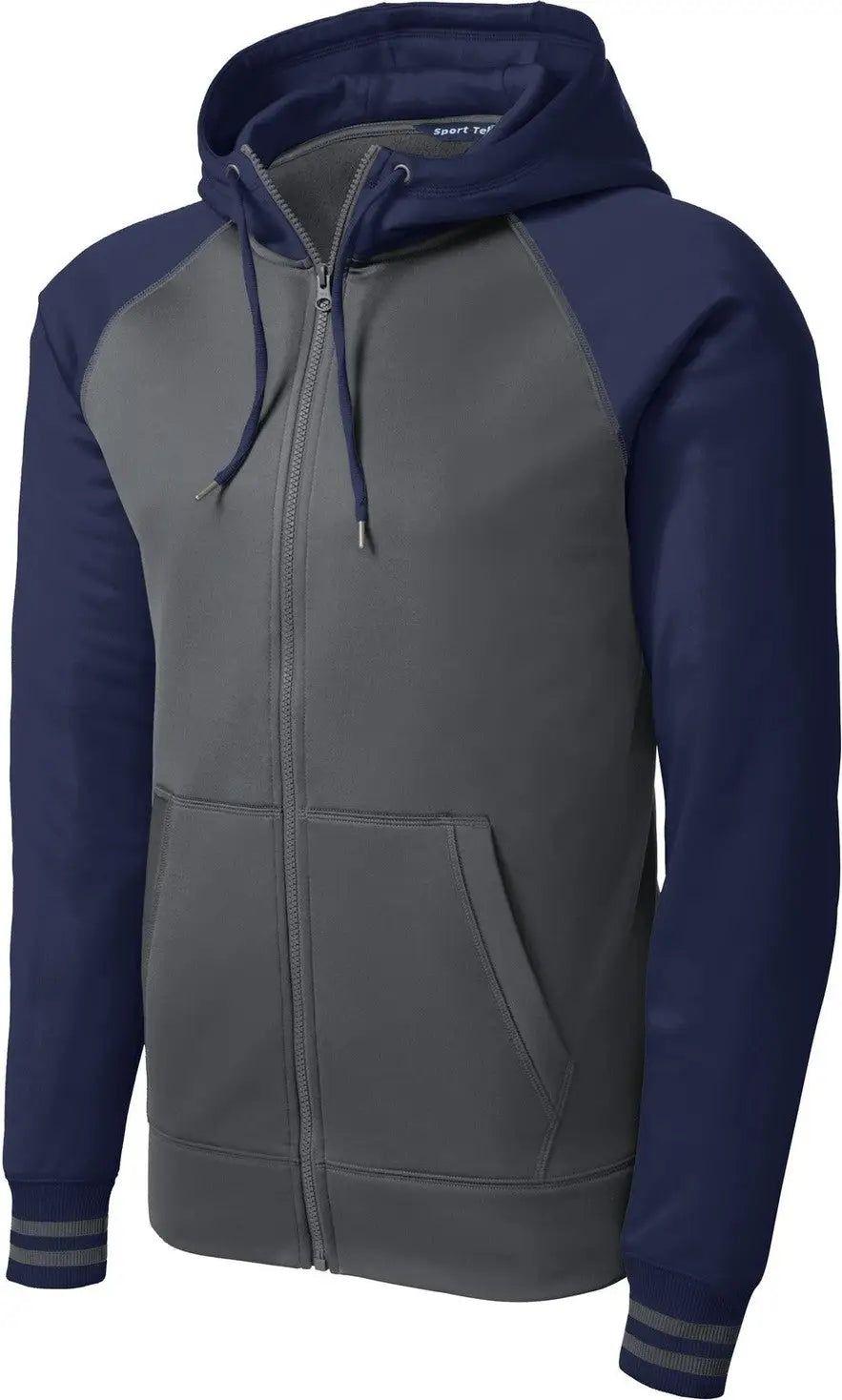 Sport-tek St236 Sport-wick Varsity Fleece Full-zip Hooded Jacket - Dark Smoke Gray Navy