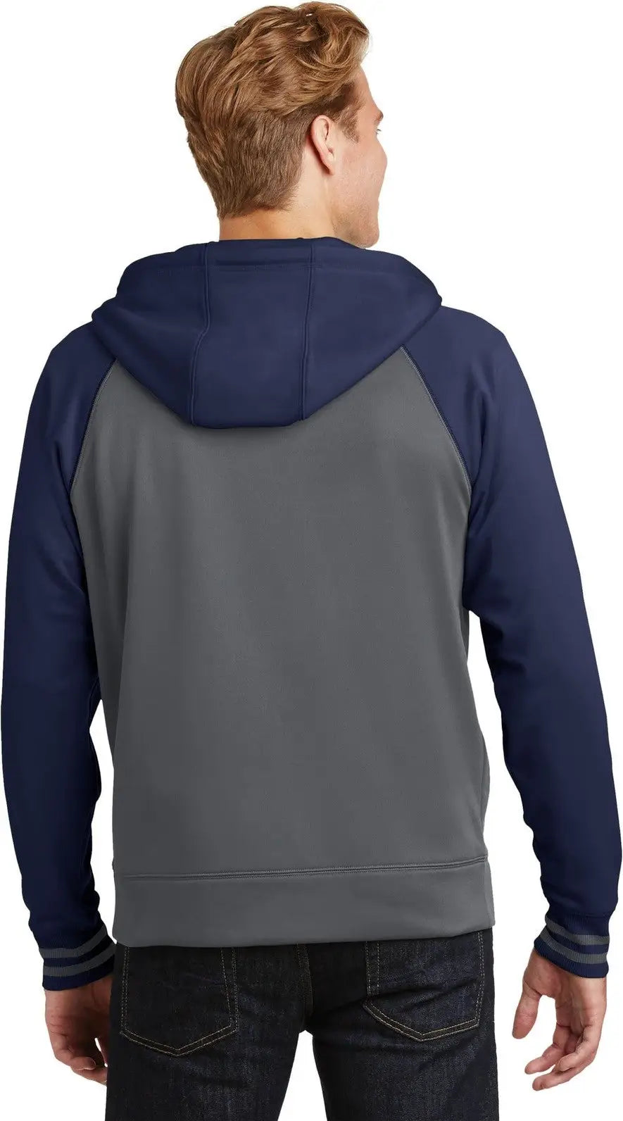 Sport-tek St236 Sport-wick Varsity Fleece Full-zip Hooded Jacket - Dark Smoke Gray Navy