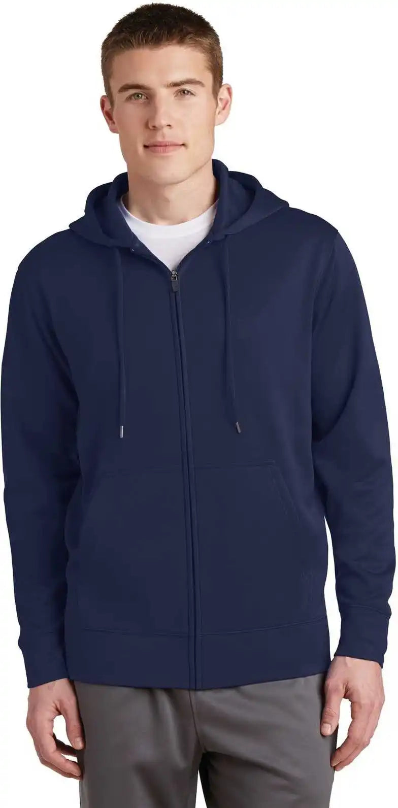 Sport Tek St238 Wick Fleece Full Zip Hooded Jacket Navy