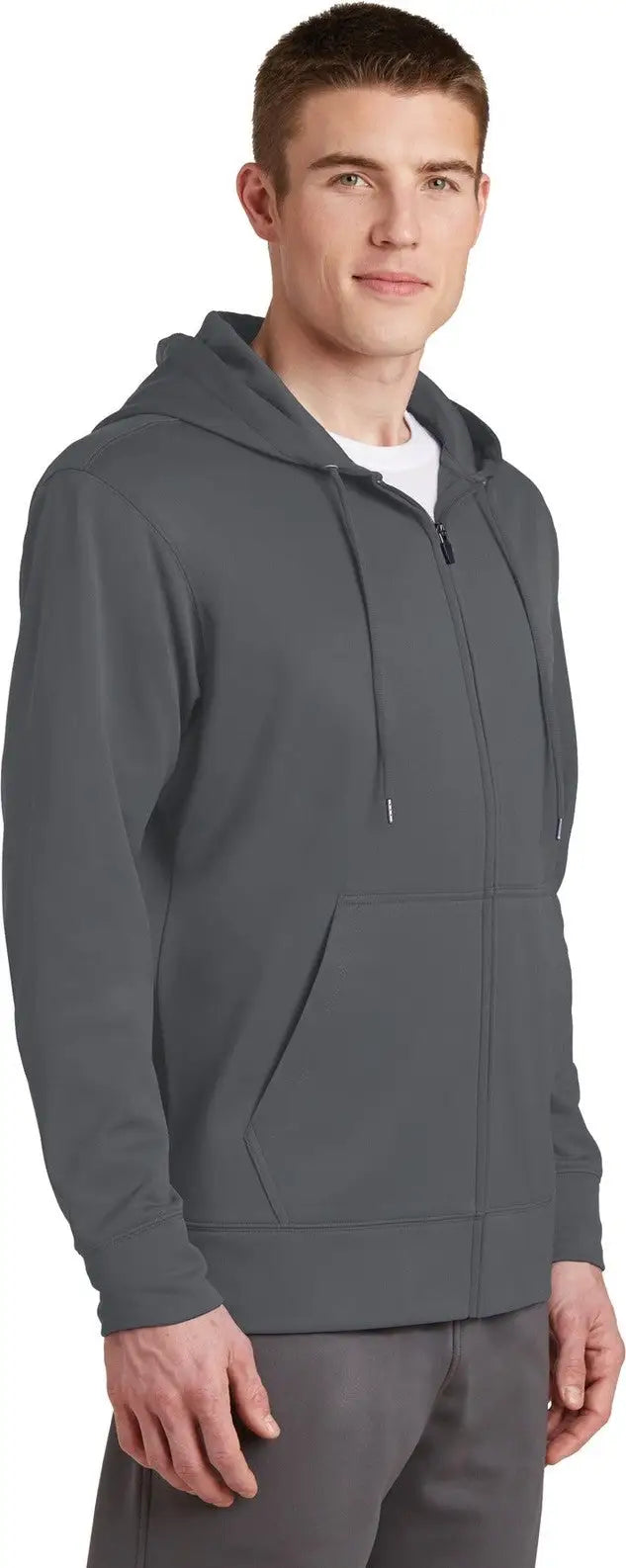 Sport-tek St238 Sport-wick Fleece Full-zip Hooded Jacket - Dark Smoke Gray