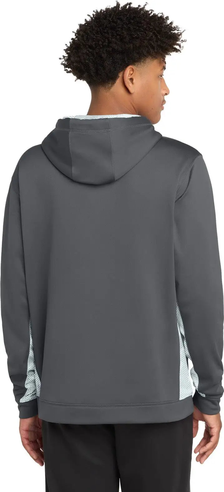 Sport-tek St239 Sport-wick Camohex Fleece Colorblock Hooded Pullover - Dark Smoke Gray White