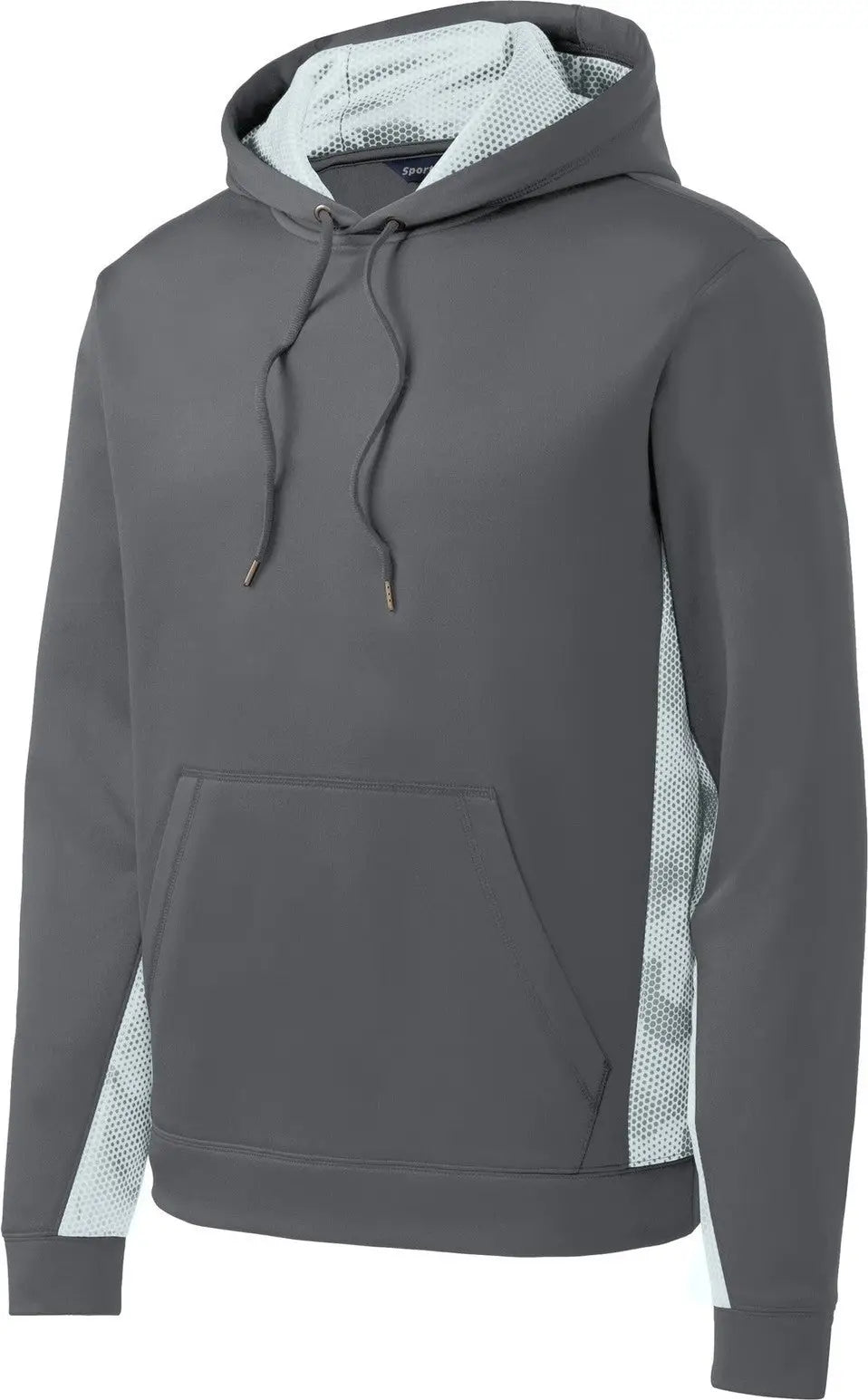 Sport-tek St239 Sport-wick Camohex Fleece Colorblock Hooded Pullover - Dark Smoke Gray White