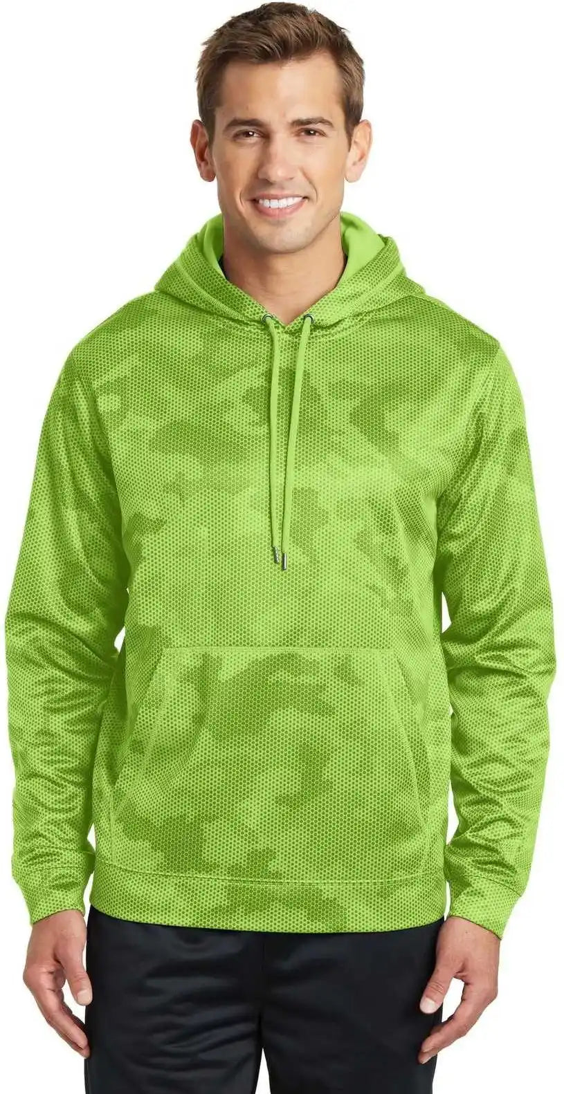 Sport-tek St240 Sport-wick Camohex Fleece Hooded Pullover - Lime Shock