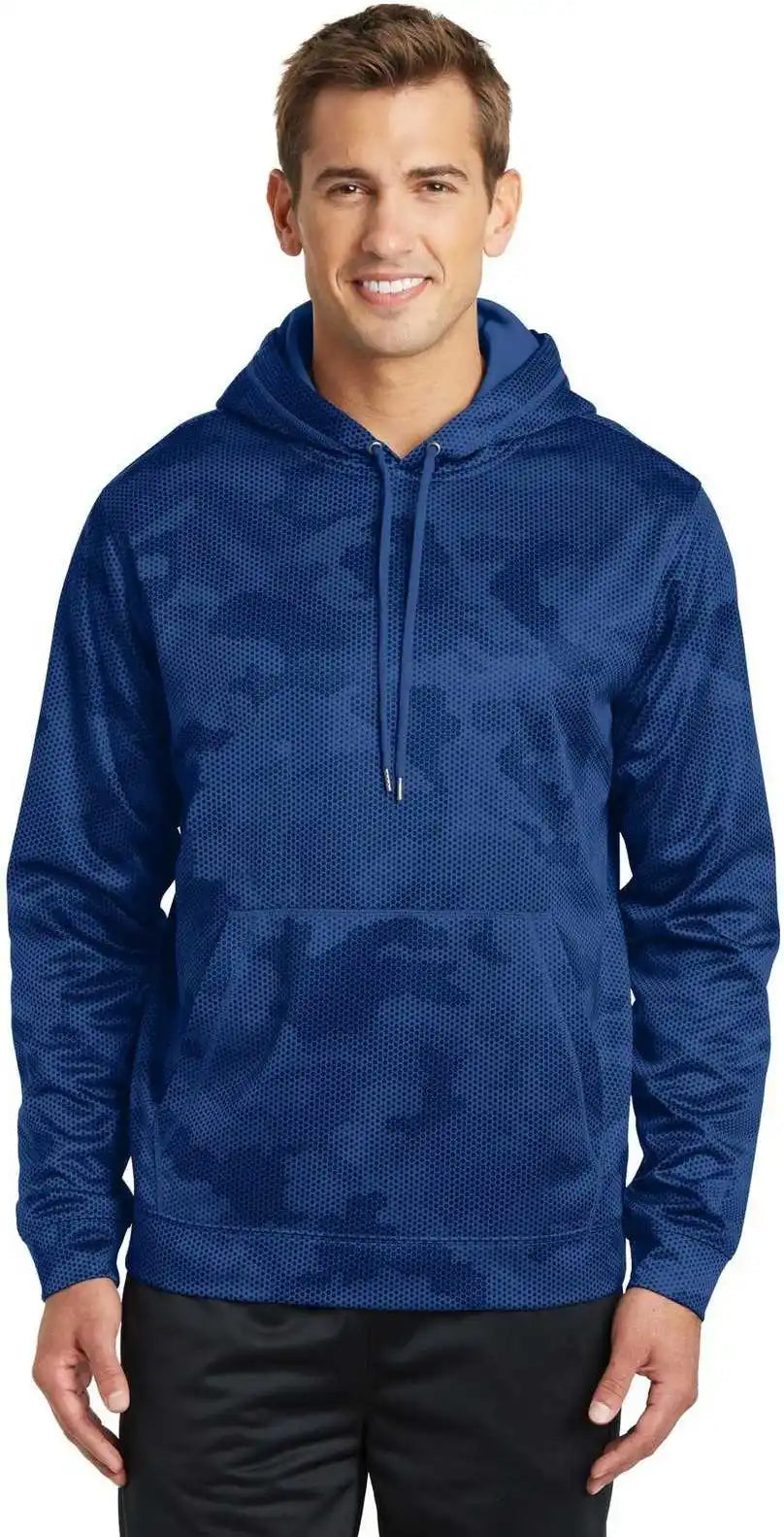 Sport Tek St240 Wick Camohex Fleece Hooded Pullover True Royal