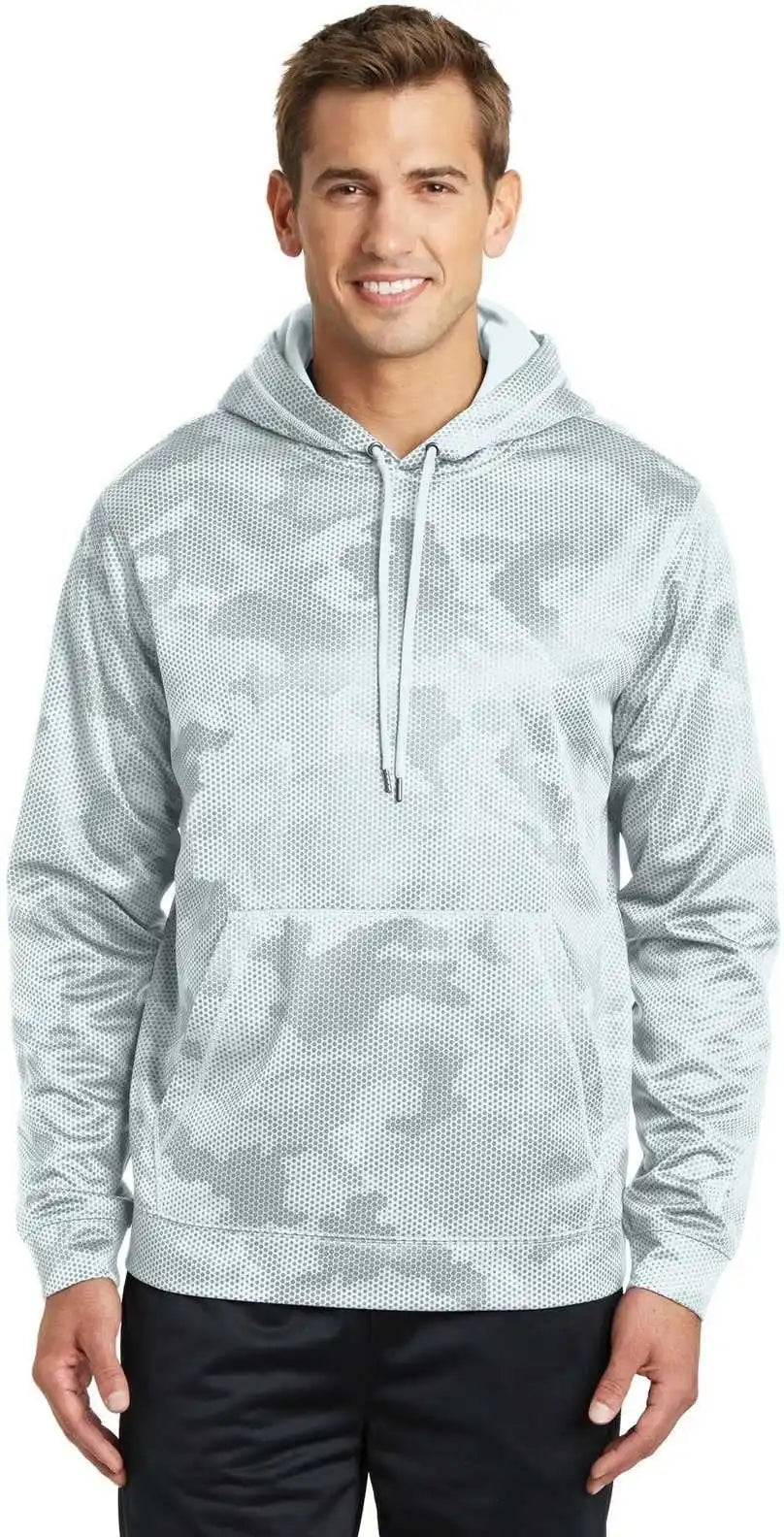 Sport Tek St240 Wick Camohex Fleece Hooded Pullover White