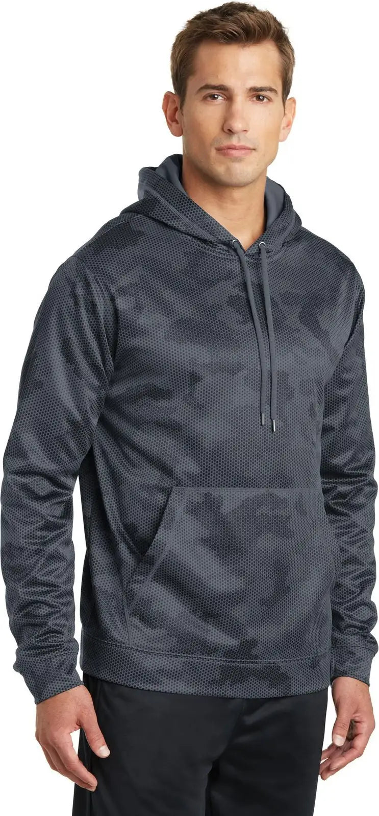 Sport-tek St240 Sport-wick Camohex Fleece Hooded Pullover - Dark Smoke Gray