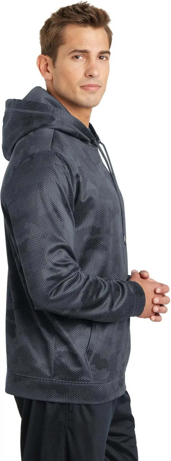 Sport-tek St240 Sport-wick Camohex Fleece Hooded Pullover - Dark Smoke Gray