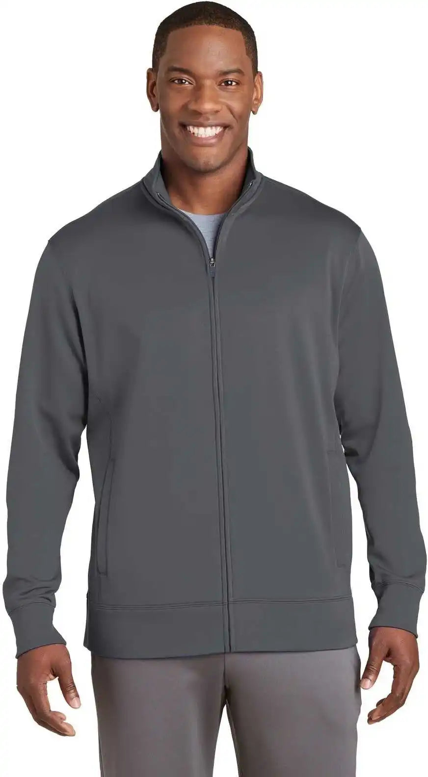 Sport Tek St241 Wick Fleece Full Zip Jacket Dark Smoke Gray