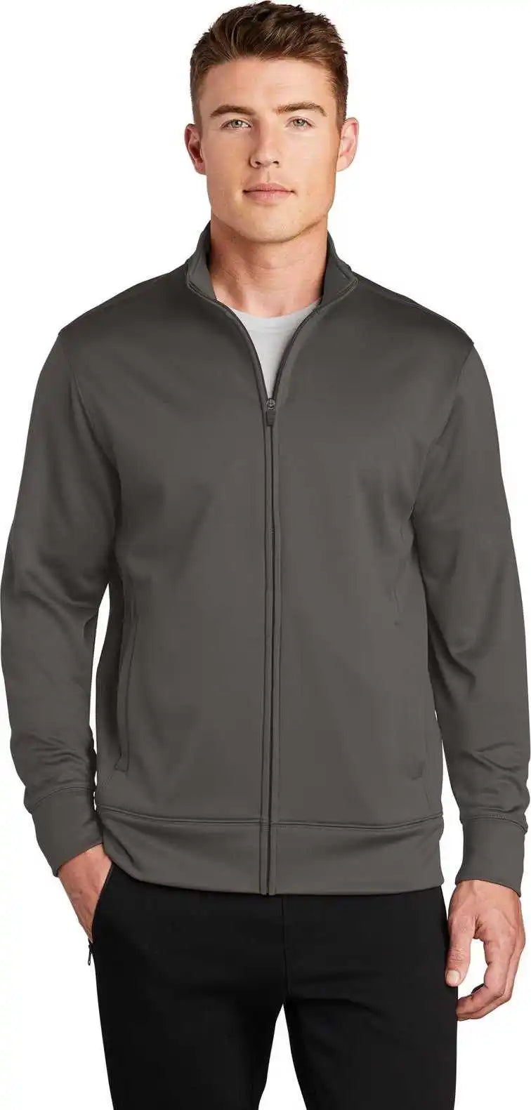 Sport Tek St241 Wick Fleece Full Zip Jacket Iron Grey