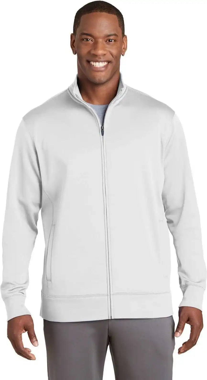 Sport Tek St241 Wick Fleece Full Zip Jacket White