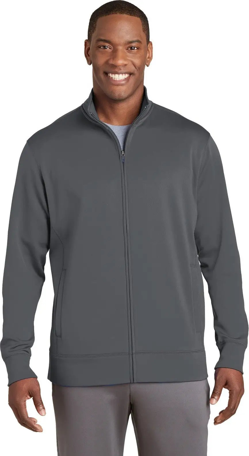 Sport-tek St241 Sport-wick Fleece Full-zip Jacket - Dark Smoke Gray - Adult Xs