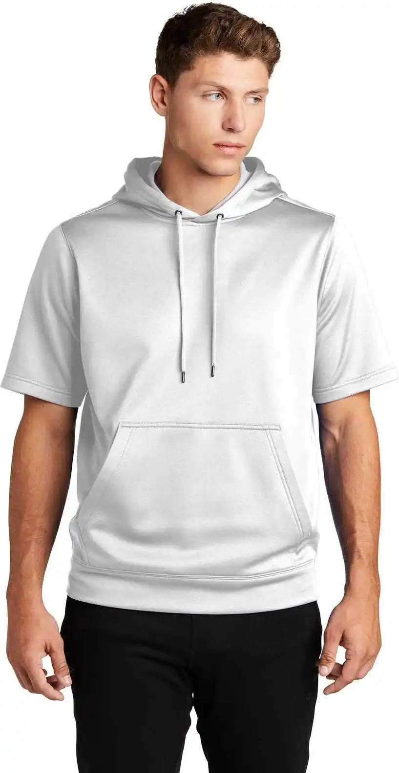Sport Tek St251 Wick Fleece Short Sleeve Hooded Pullover White