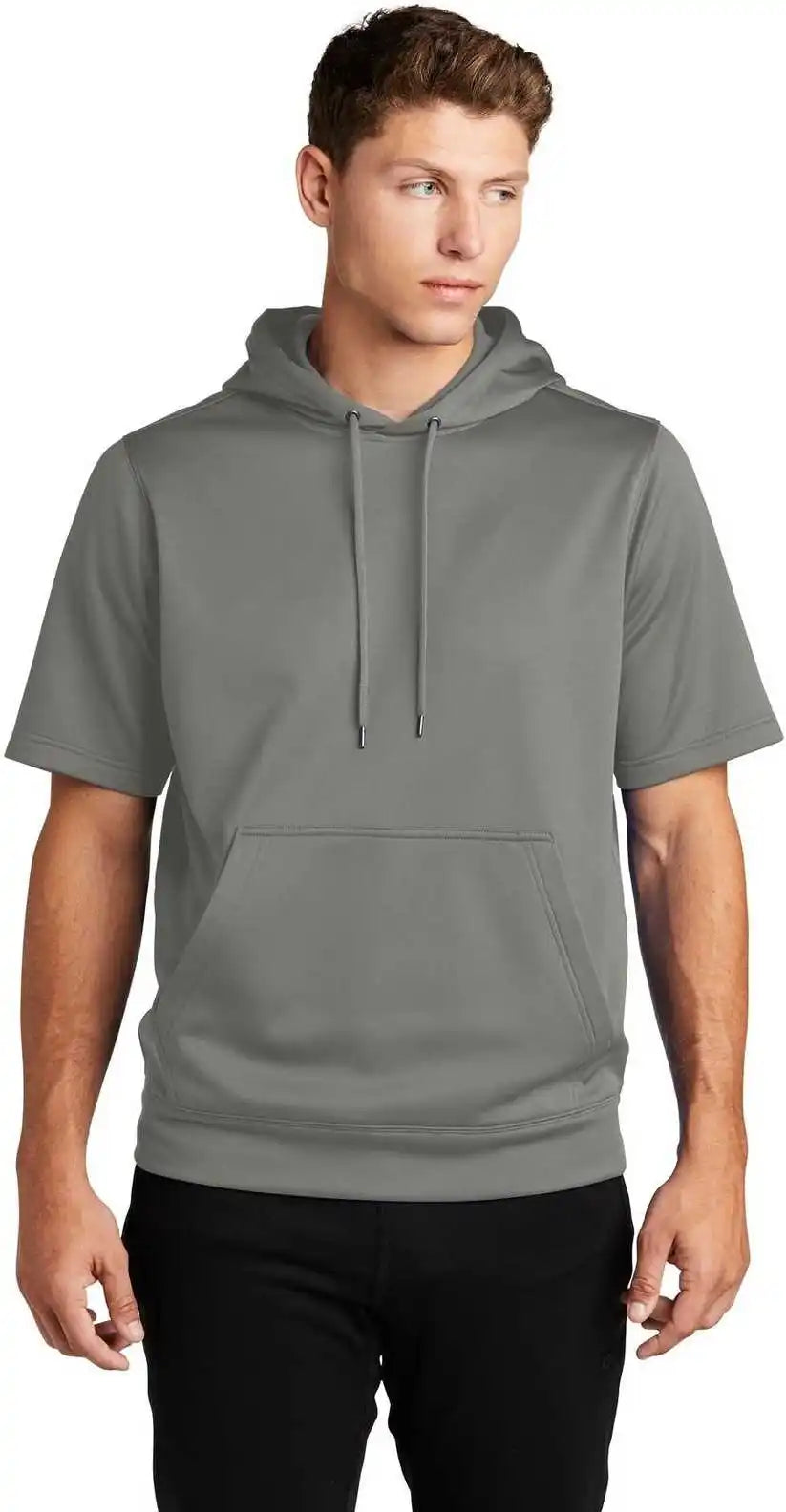 Sport Tek St251 Wick Fleece Short Sleeve Hooded Pullover Dark Smoke Gray