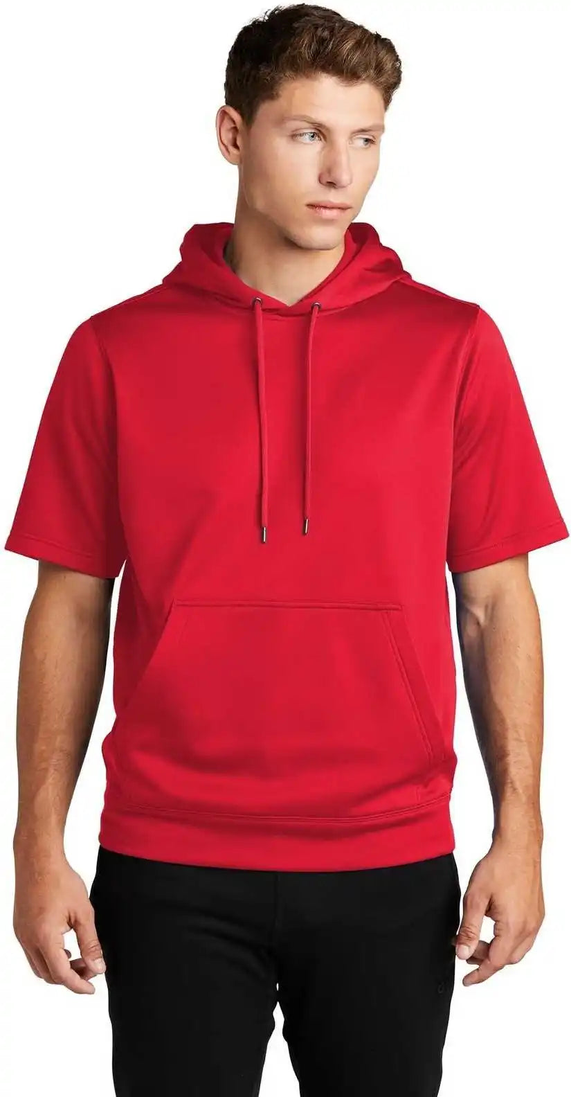 Sport-tek St251 Sport-wick Fleece Short Sleeve Hooded Pullover - Deep Red